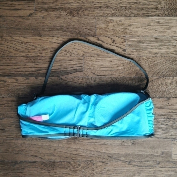 VICTORIA'S secret bikini top blue olive green bandeau new large - Picture 2 of 5